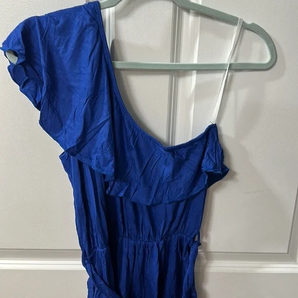 PLUS SIZE ONE SHOULDER BLUE BOUTIQUE TOP - Picture 6 of 6